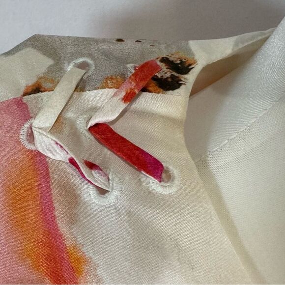 See by Chloe 100% silk lace up abstract print dress size 6 - Picture 5 of 8